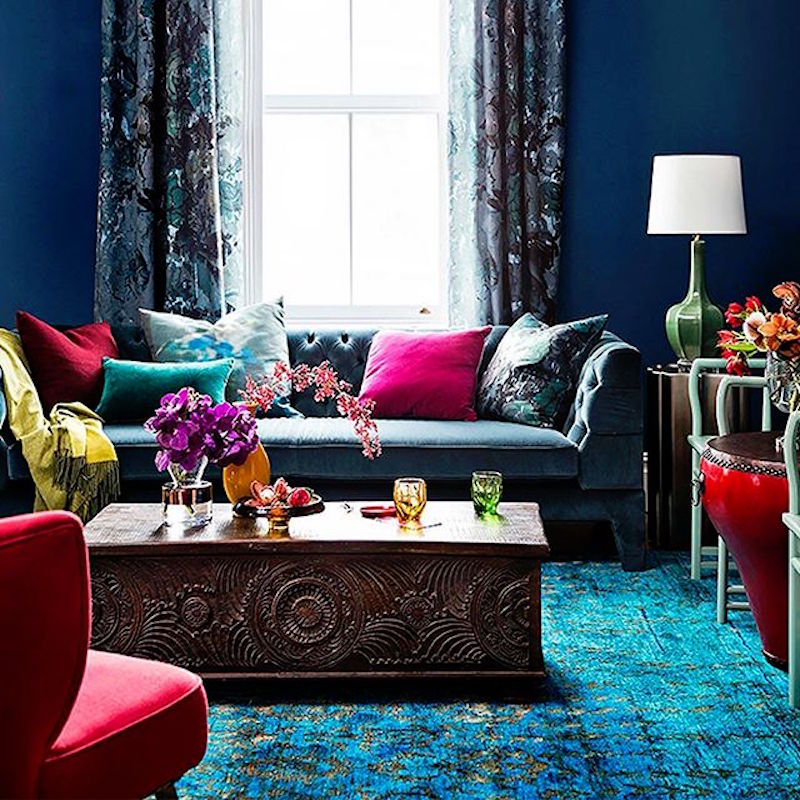 blue sari silk luxury rug